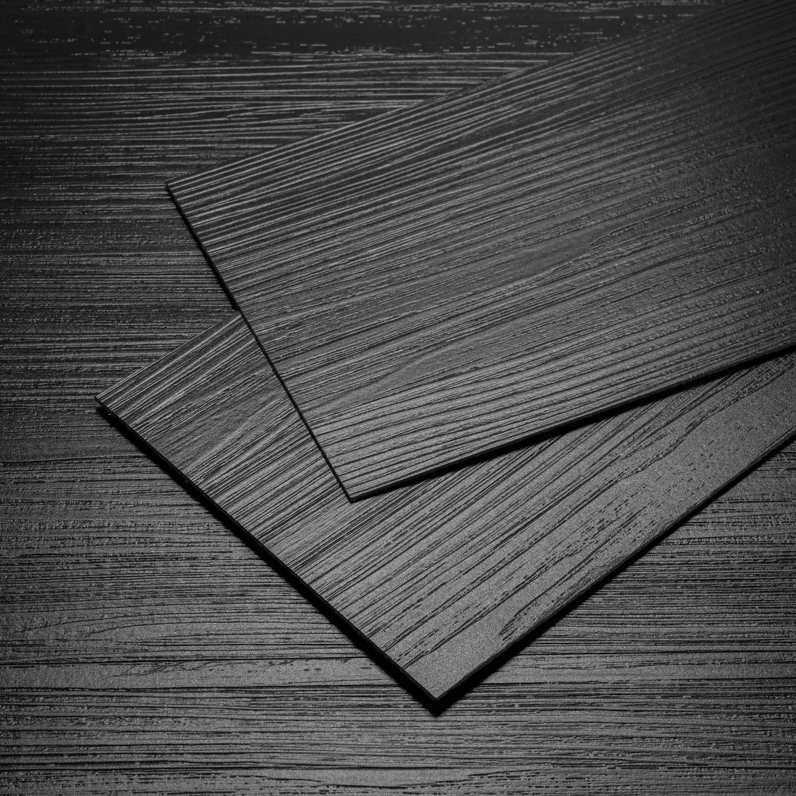 36-Pack 54 Sq.ft Peel and Stick Floor Tiles,Black Vinyl Flooring Wood Plank,Self-Adhesive Waterproof for Bedroom, Kitchen, Living Room Home Decor