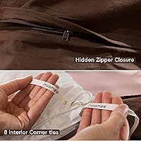 Vista 43 de MooMee Juego de funda de edredón 100% algodón lavado con textura tipo lino, transpirable, duradero, suave y cómodo