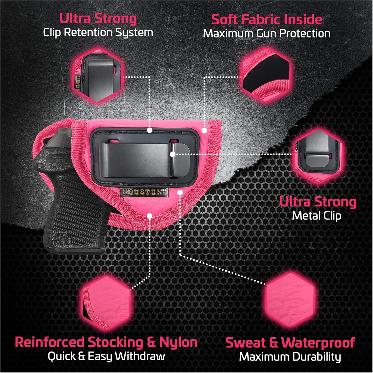 IWB Gun Holster for Women Keltec, Diamond Back, Small 25 & 22 Cal and Most Small 380 Left Holster Color Pink Woman Gun Holsters