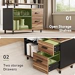 LITTLE TREE Large Computer Desk with File Cabinet, 63 Inch L Shaped Executive Office Desk with Drawers and Storage Shelves, Business Furniture Workstation for Home Office