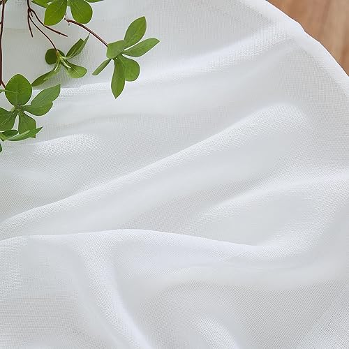 Miniatura 9 de HLC.ME Penelope - Cortinas gruesas de lino sintético texturado semitransparentes, con filtro de luz solar y privacidad, con bolsillo para cortinero,