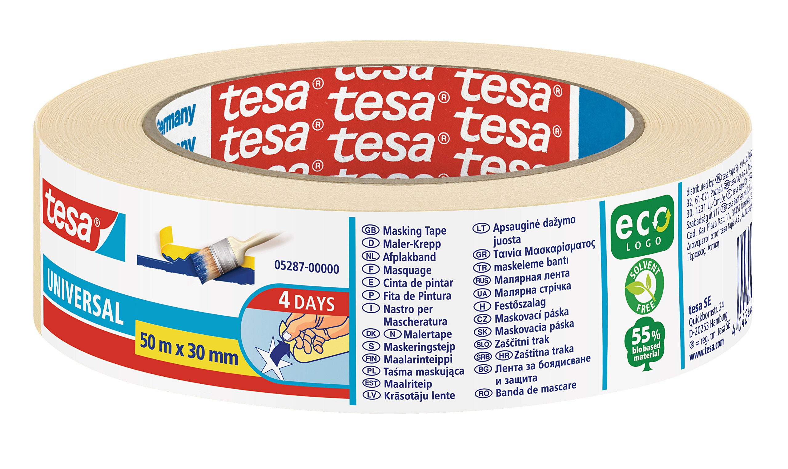 tesa 05287-00000-02 30 mm x 50 m Universal Masking Tape (10 Rolls)