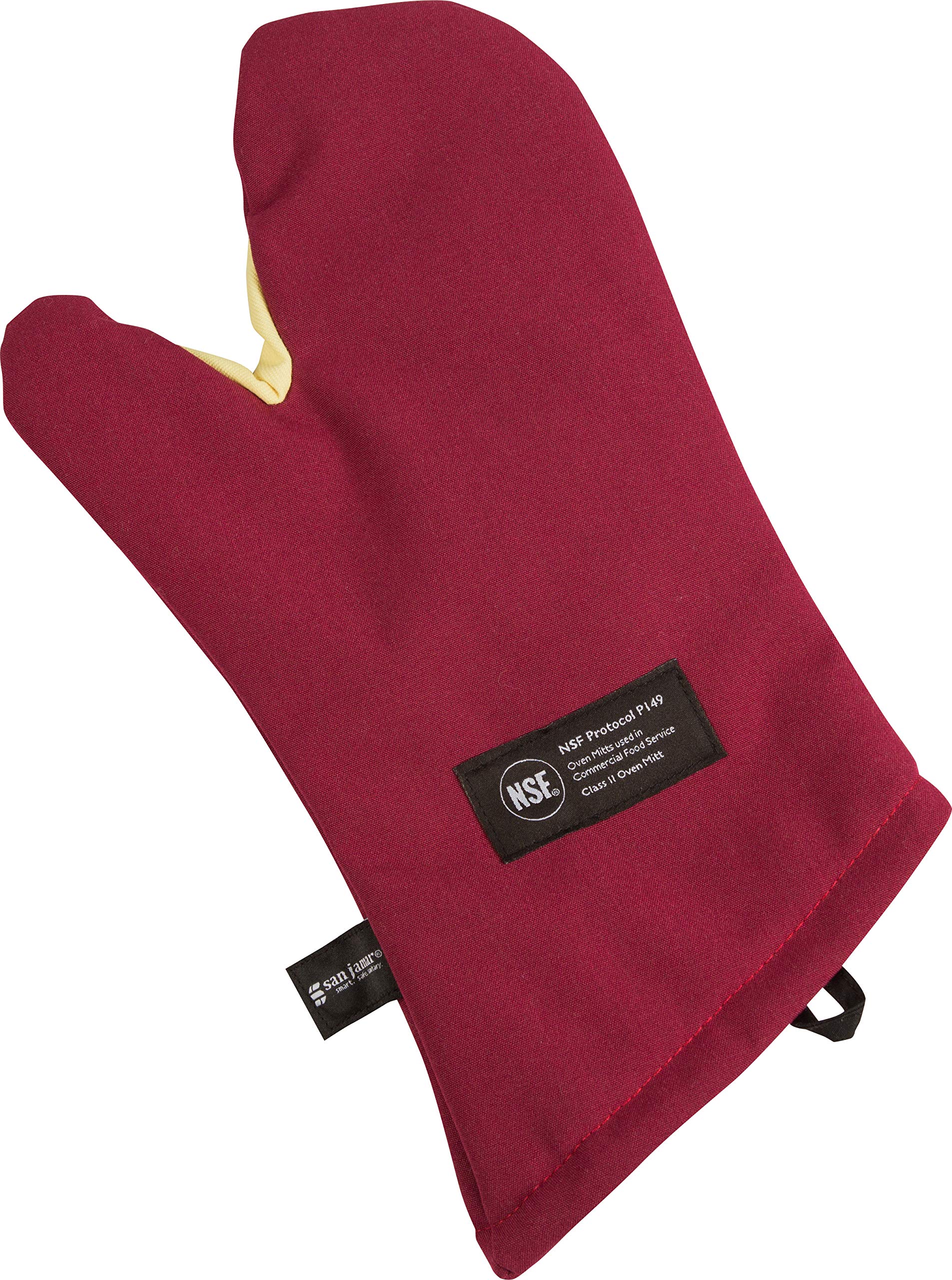 San Jamar KT0212 Cool Touch Flame Conventional High Heat Intermittent Flame Protection up to 900°F Oven Mitt, 13" Length, Red