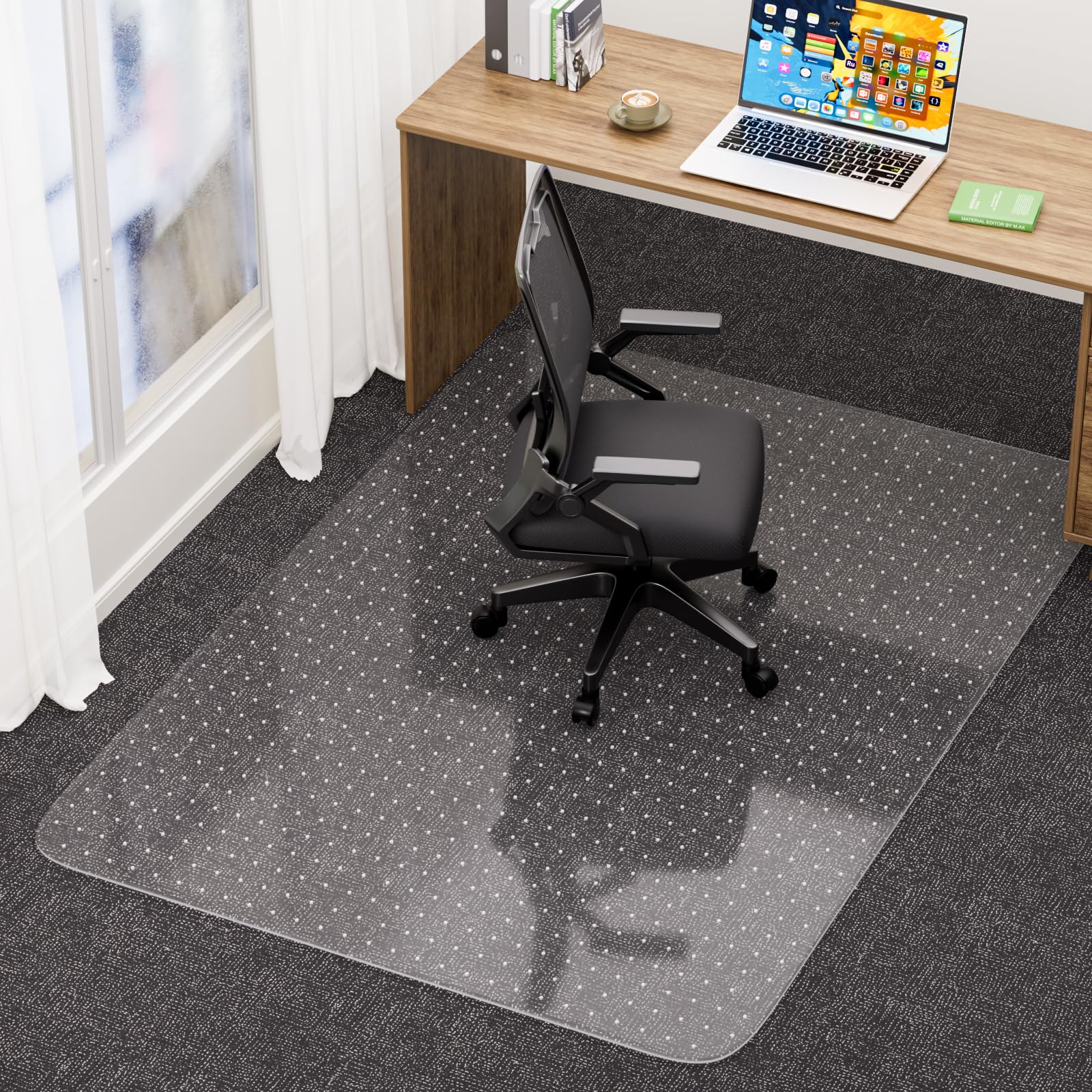 Office Chair Mat for Low Pile Carpet with Lip 46 x 72 Clear Plastic Floor Protector Heavy Duty