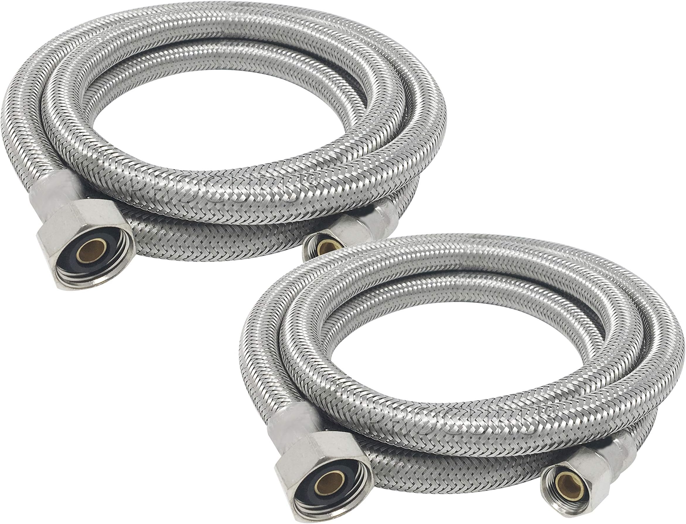 PROCURU [2-Pack] 36" Length x 3/8" Comp x 1/2" FIP Faucet Hose Connector, Stainless Steel Braided Supply Line (9SF36-2P)