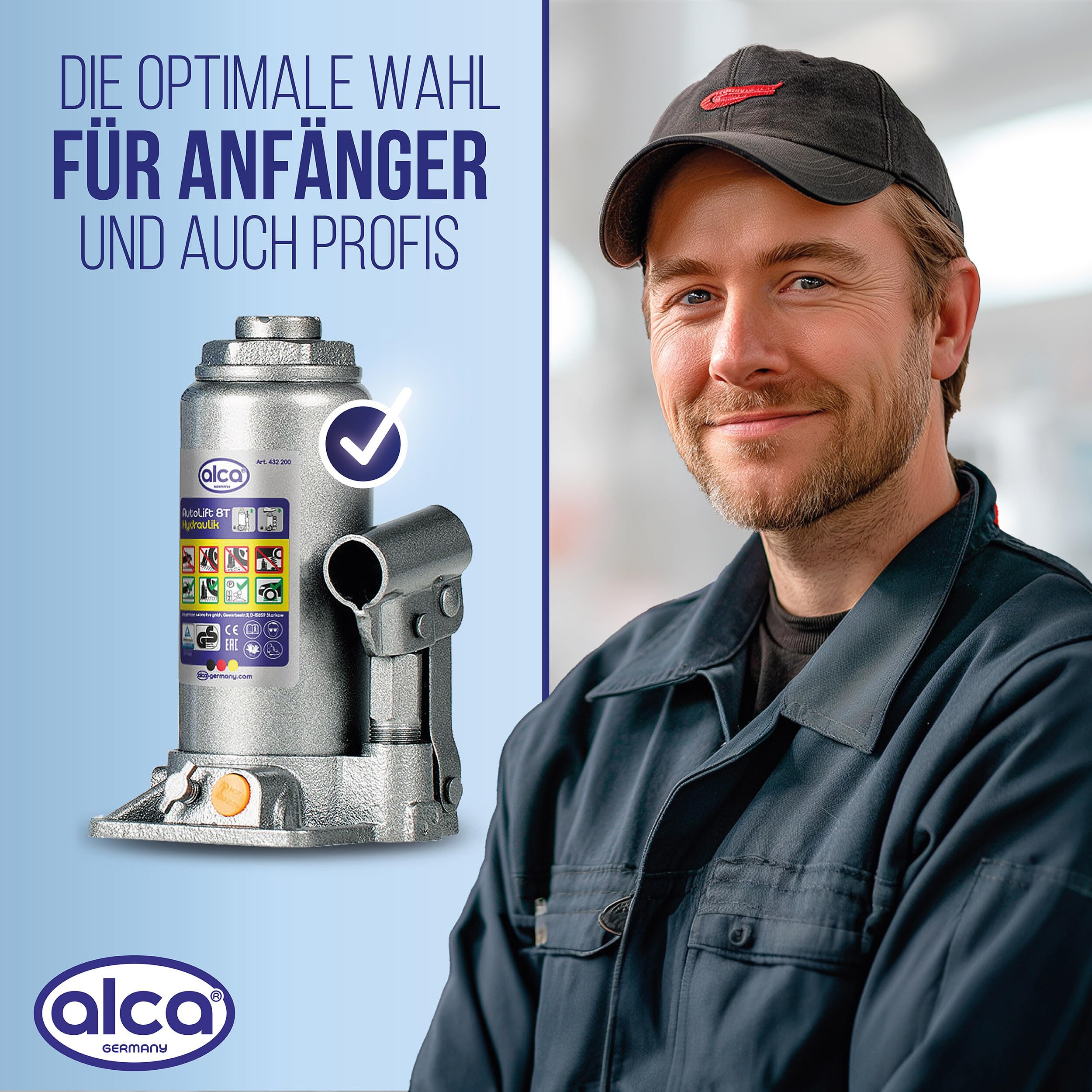 alca® Cric hydraulique 8 t, 185-355 mm Hauteur de Levage