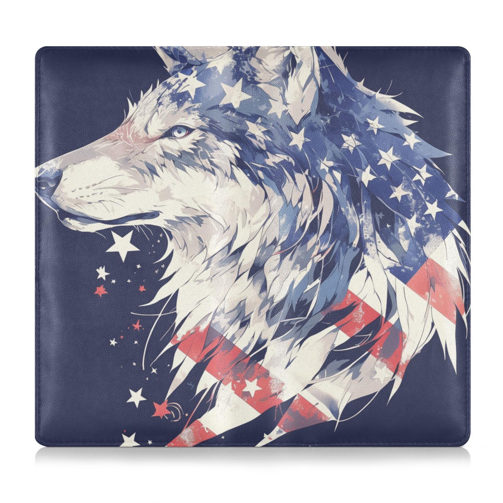 EtherSpher Funny Animal Wolf 4th Of July Independence Day Premium Leather Toursuit car registration and insurance card holder Car Essentials for Cards, Essential Document, Driver License Vehicle