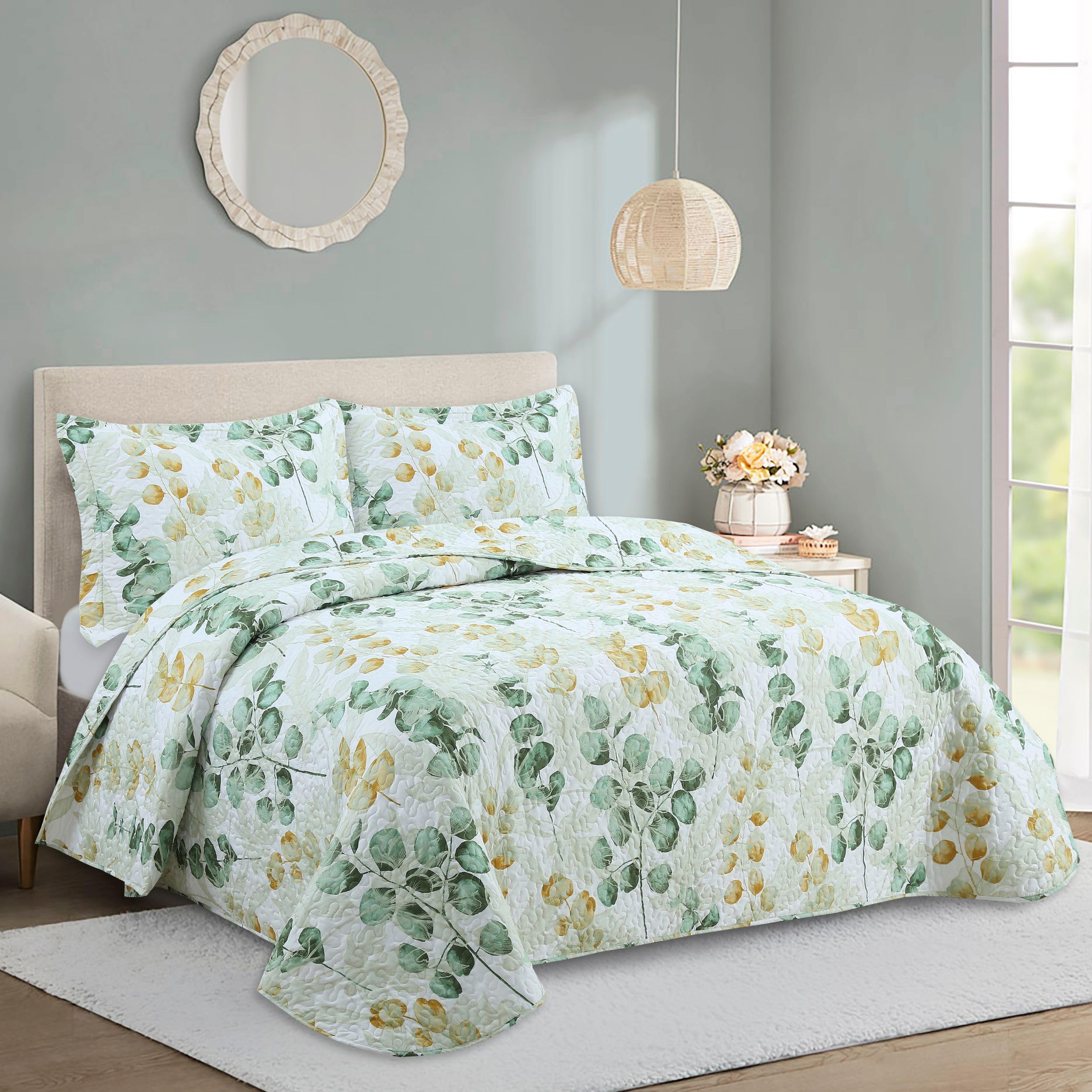 Colcha Boutí Cama 90 (180x270) Estampada para Verano y Entretiempo - Algodón y Poliéster - Cubrecama Ligero y Transpirable con 1 Funda de Almohada (50x70) – Acabado en Punta Redonda (Patras)