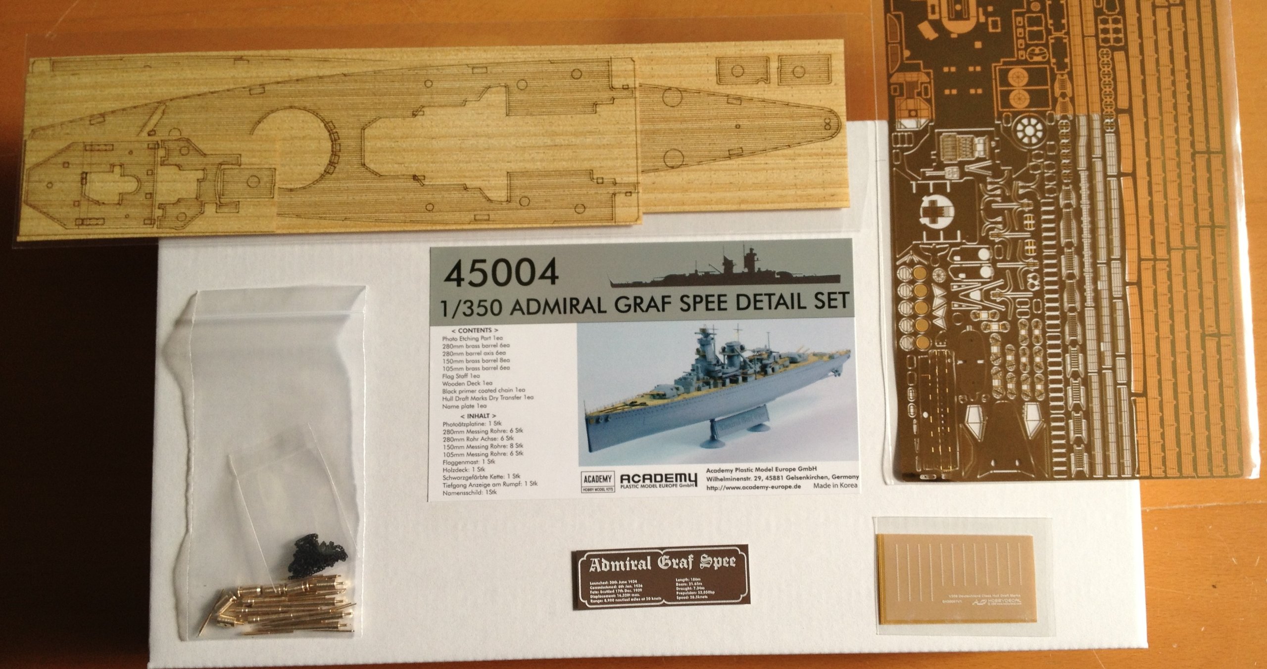 1:350 ADIMIRAL GRAF SPEE Detail Set ACADEMY 45004