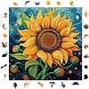 Ahşap Puzzle Yetişkin - Günebakan Çiçeği - 353 Parça, 29 x 29 cm - Yapıştırıcı Folyo Dahil - Benzersiz Şekilli Parçalar & Özel Figürler - S1-34