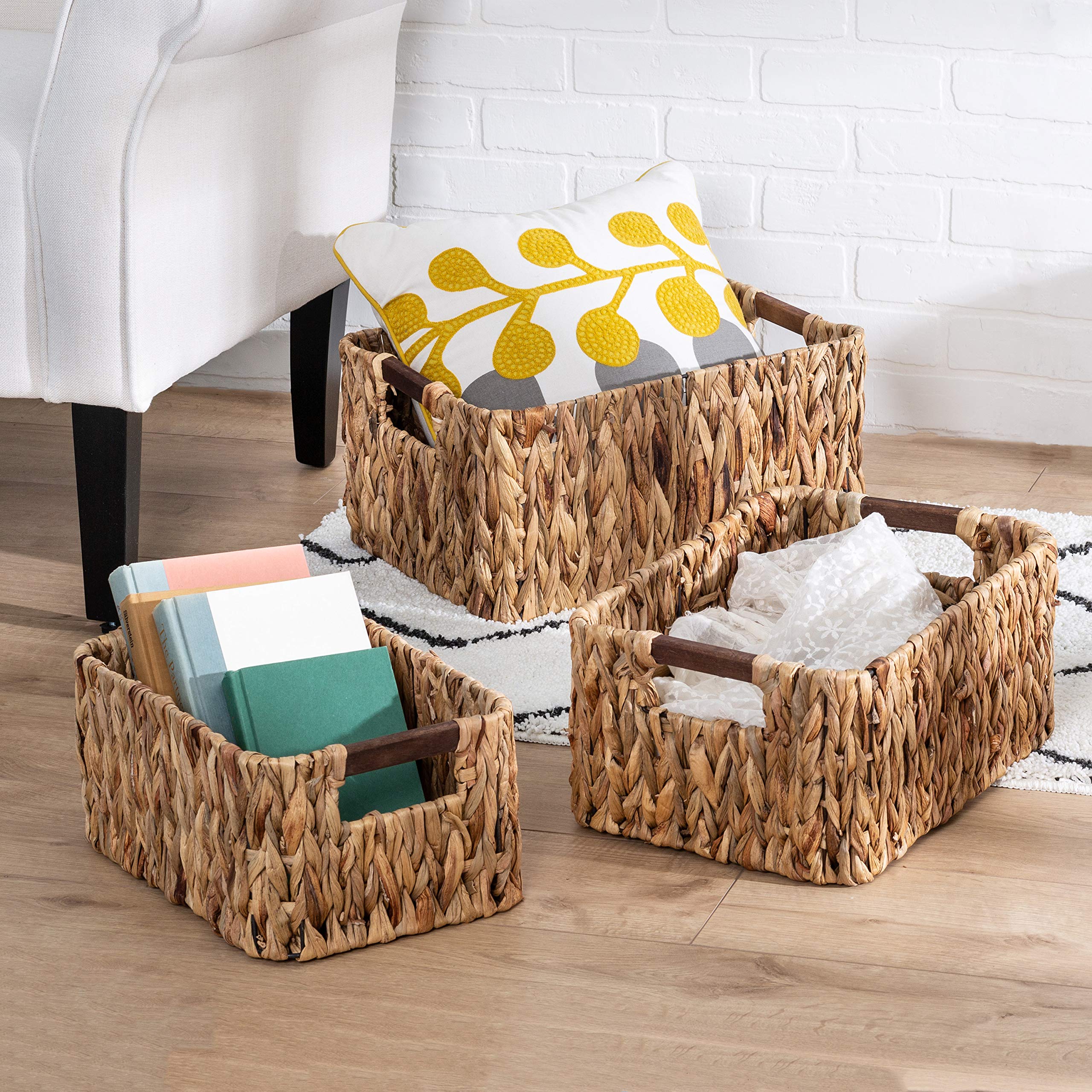 Amazon.com: Honey-Can-Do 3pc sq Natural Baskets STO-04465 Natural