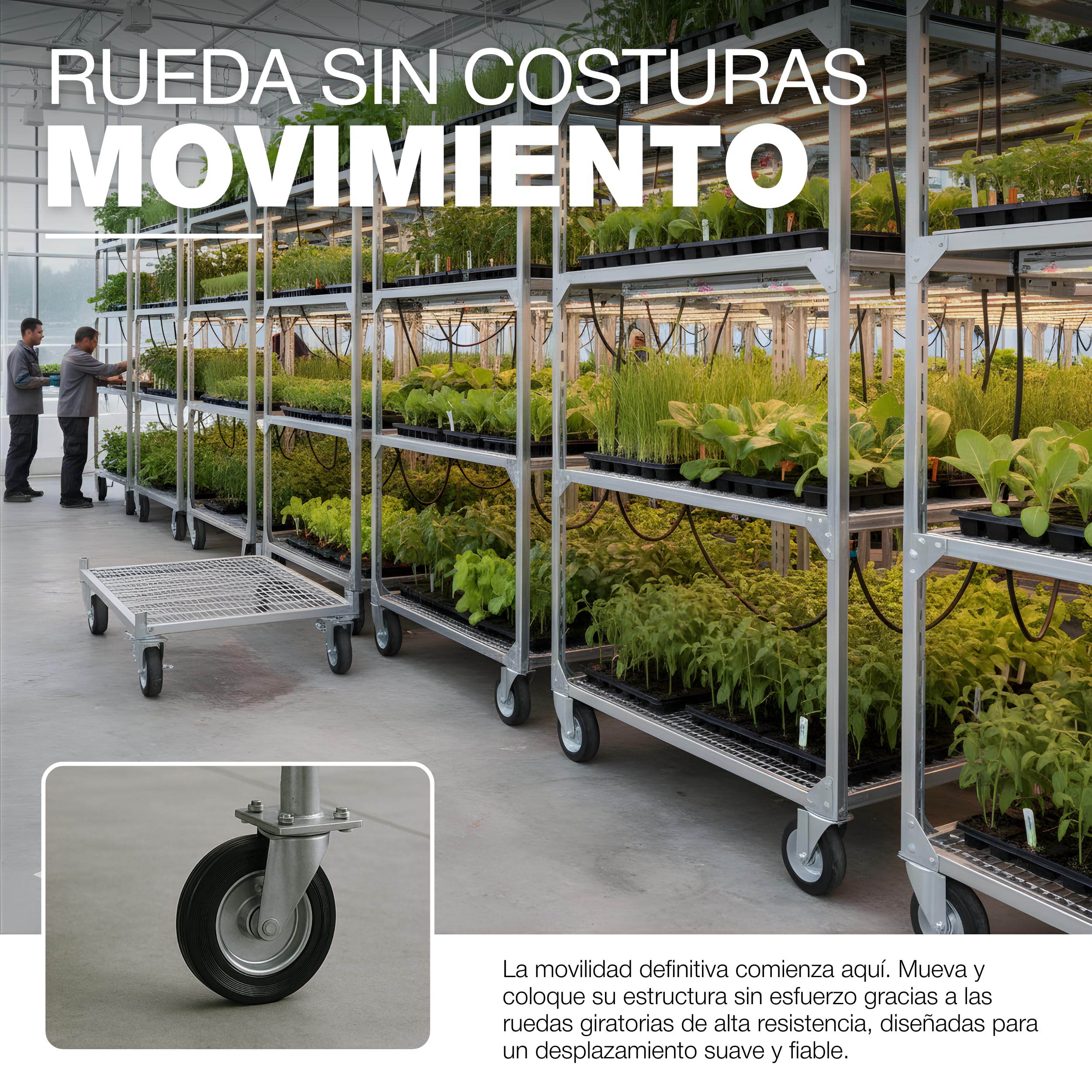 GeZu Impex Ruedas Giratorias 200x40mm Juego of 8 | Galvanizadas Ruedas Giratorias Alta Resistencia Poliuretano Goma Sólida para Bancos de Trabajo Muebles Carros Equipos