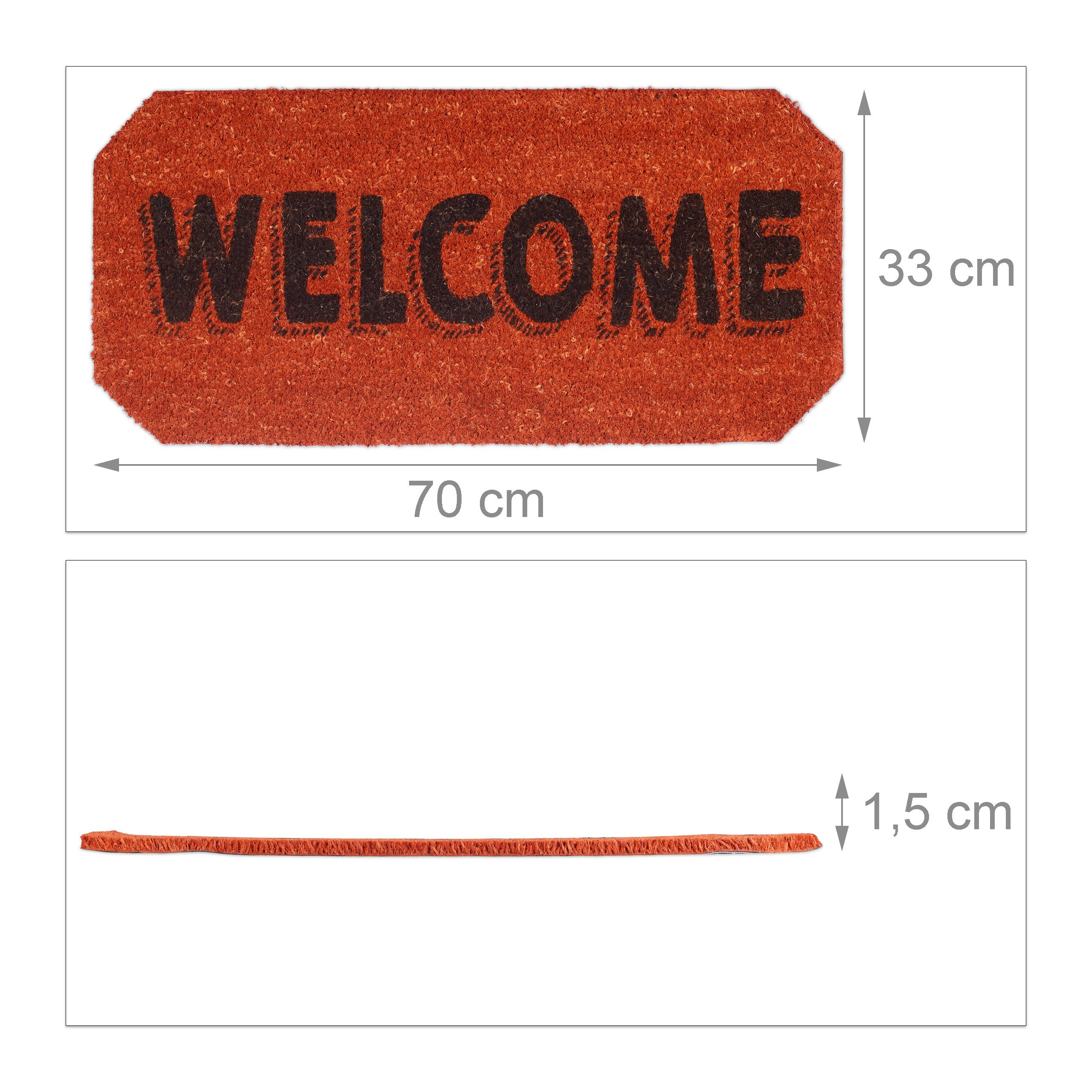 Zerbino Relaxdays A Mezzaluna Welcome, 50x65 Cm, Grigio, Con Feltro In Poliestere E Base In Gomma Antiscivolo, Per Interni/esterni - 4