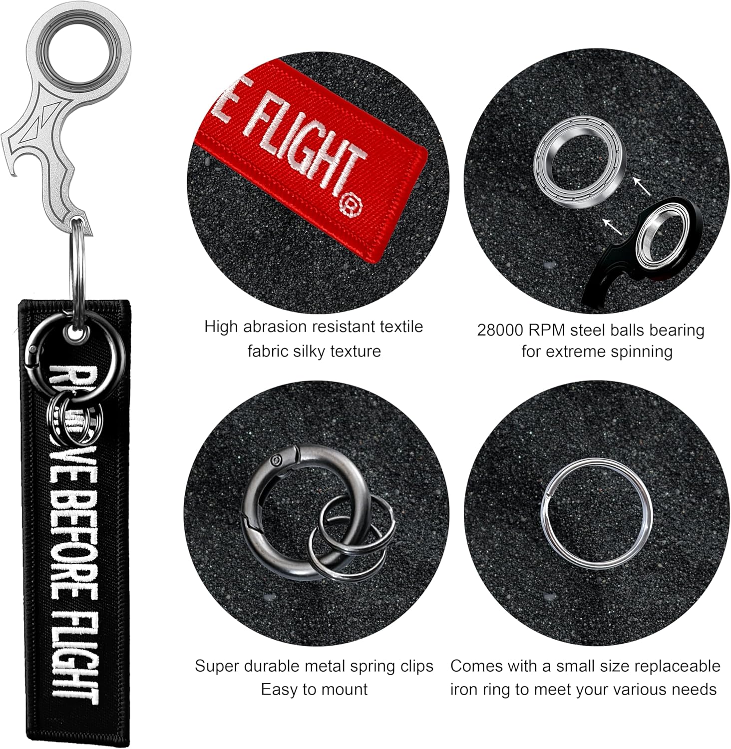 LENCLE Keychain Spinner Set,Fidget Toy,Full Metal Spinning Keychain Fidget with Tag for Motorcycles,Backpacks,and Men's Gifts
