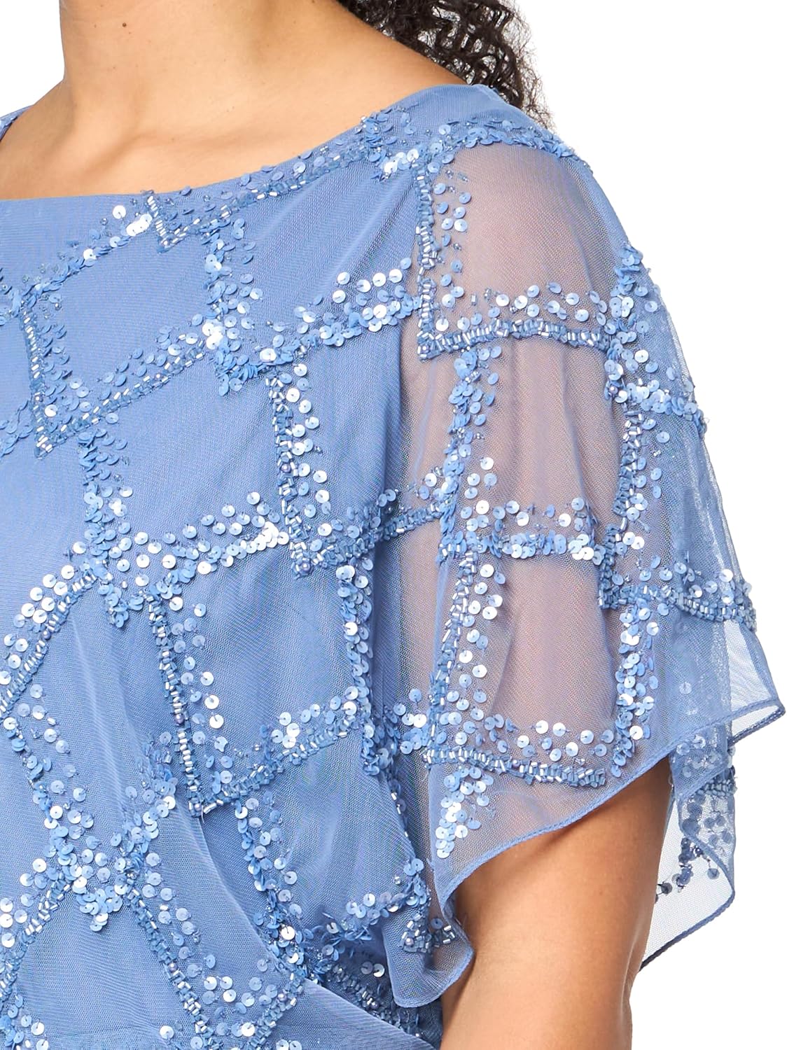 Adrianna Papell Women's Bead Blouson Long Dress, French Blue, 16 - Image 3