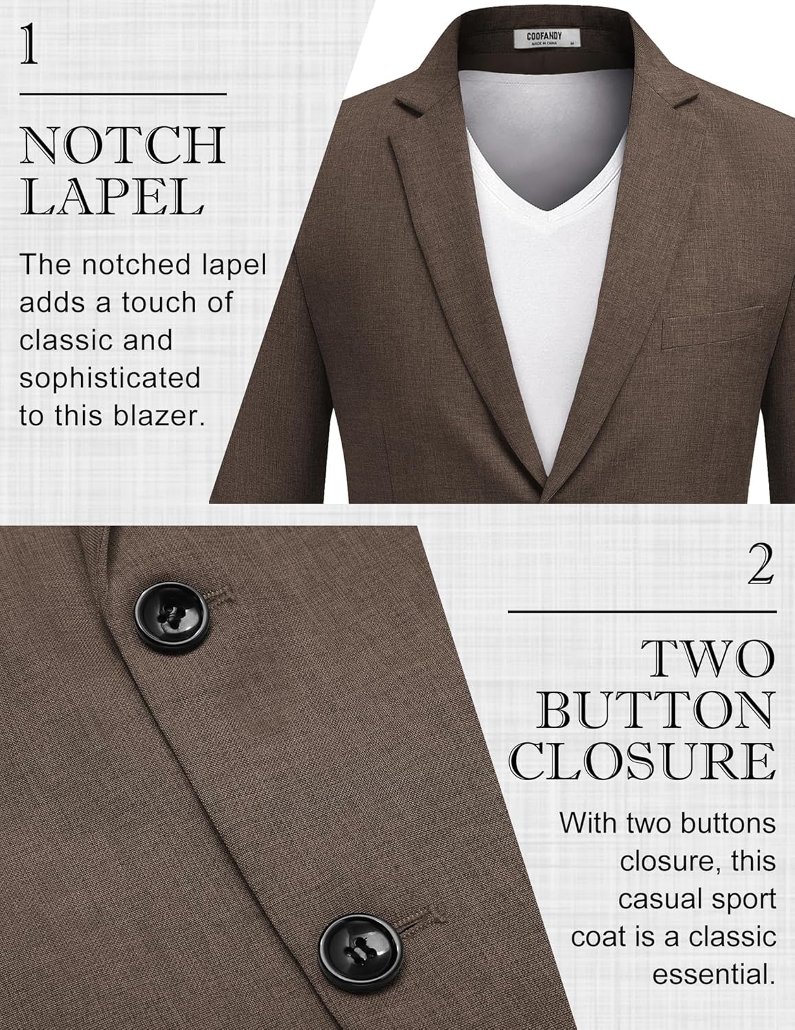 COOFANDY Mens Sports Coats Brown Blazer Jacket Casual Two Button Suit Jackets, Brown, XL - Image 4