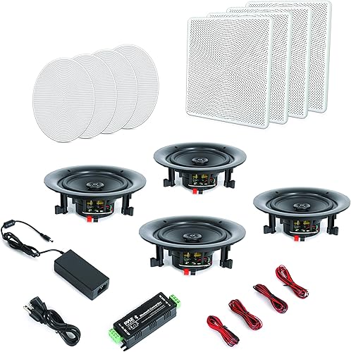Miniatura 2 de Pyle Sistema de altavoces de 2 vías de montaje empotrado Bluetooth de 5.25 pulgadas de 4 vías en la pared Cono de polipropileno y tweeter Sonido