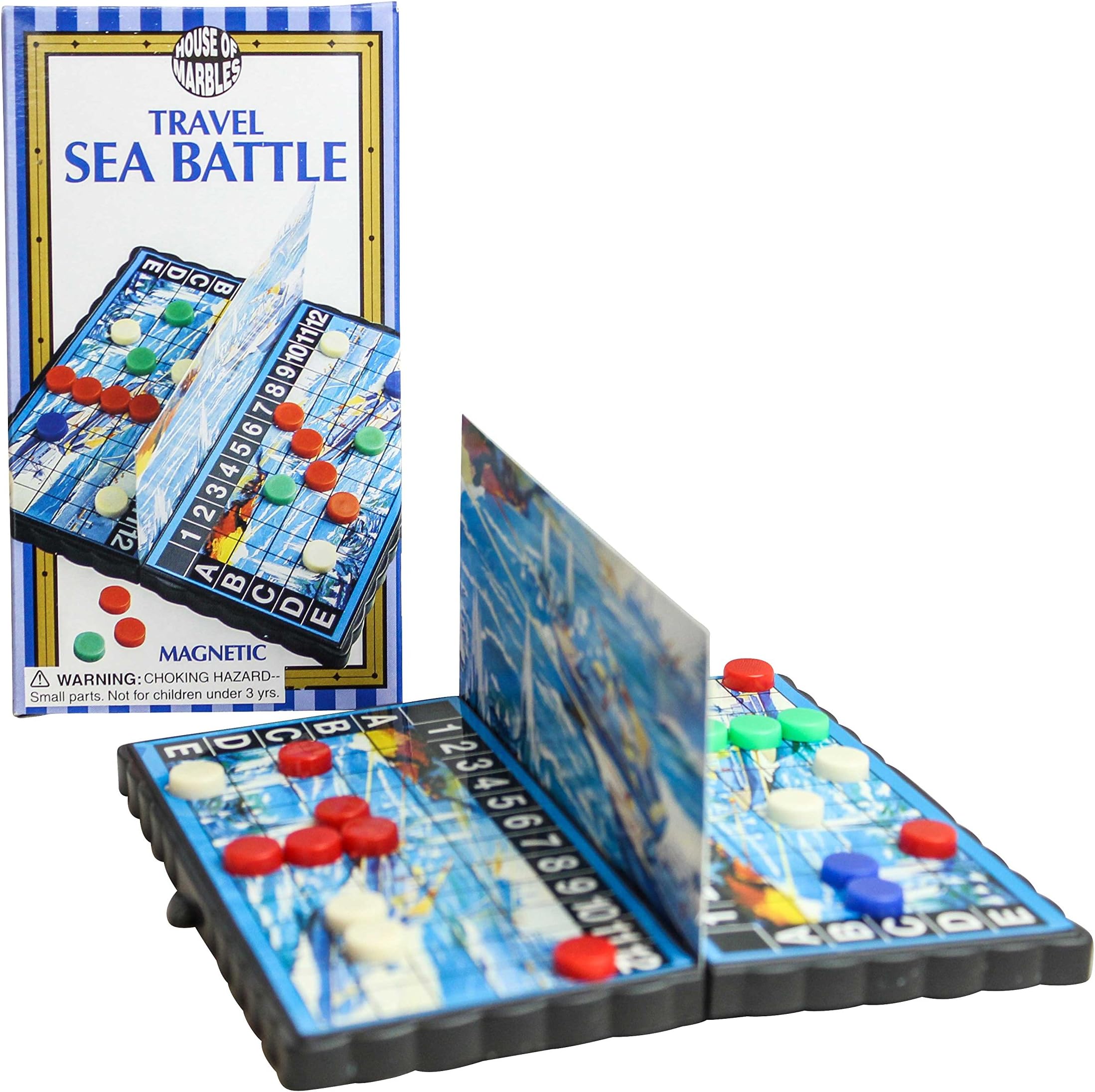 House of Marbles Sea Battle Magnetic Travel Game, Portable Strategy Game for On-the-Go Fun, Ideal for Road Trips, Airplane Travel, and Family Holidays