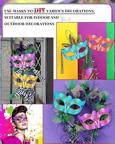 Miniatura 4 de Sratte 120 máscaras de Mardi Gras, máscaras metálicas a granel, 6 colores, accesorios de fiesta de disfraces de Mardi Gras, suministros para desfile