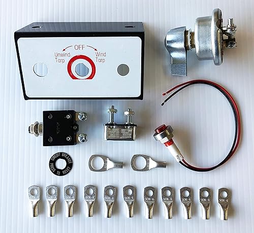 Miniatura 2 de Kit de interruptor giratorio de motor TARP con disyuntor y luz indicadora 12VDC 50 amperios