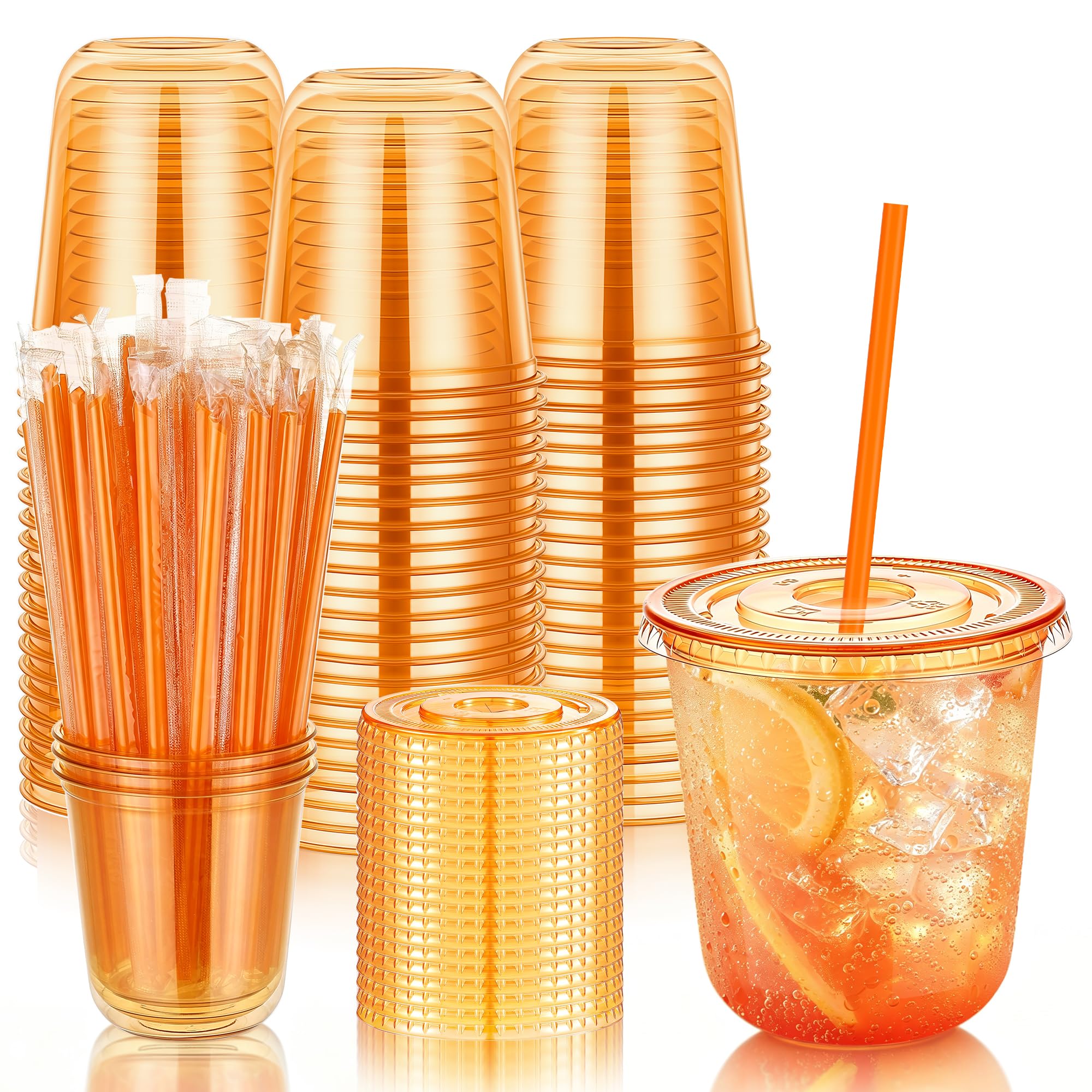 KesaPlan 50 Pack 16 oz Pink Plastic Party Cups with Lids and Straws — Amazon image 8