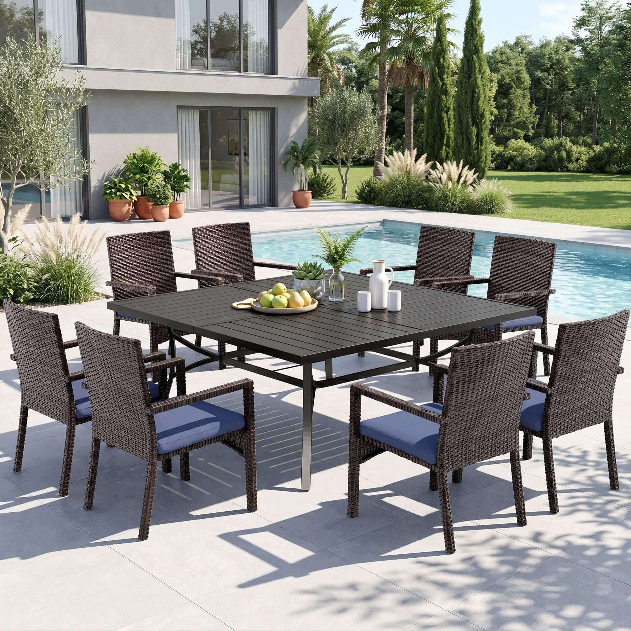 Amazon.com: Sophia & William 9pc Square Patio Dining Set for 8