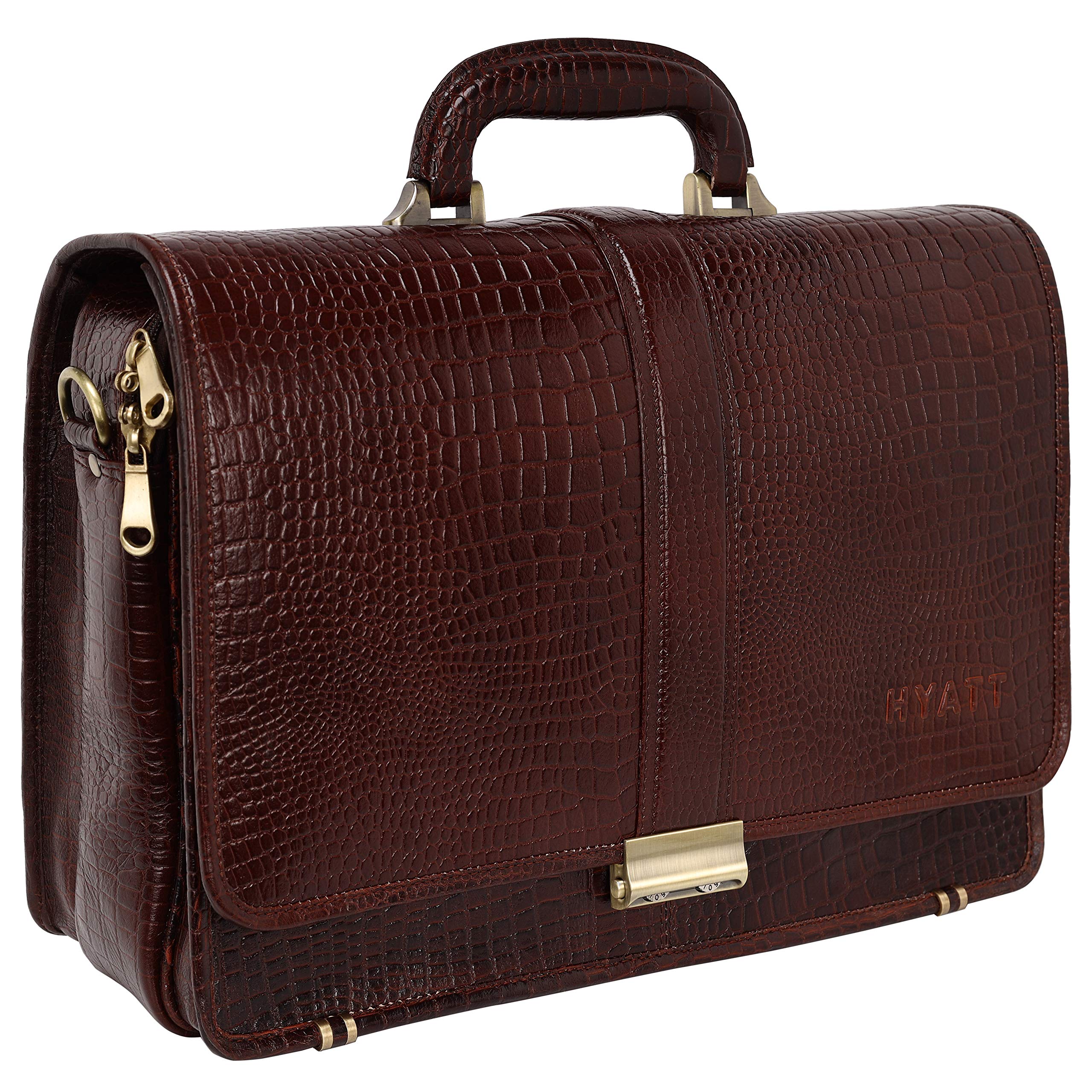 16 Inch Full Grain Natural Leather Laptop Messenger & Shoulder Bags For Men 24 Litres Capacity Upto16 inch Laptop Compartment Dimension-L-16 X H-12 X W-5 Inch