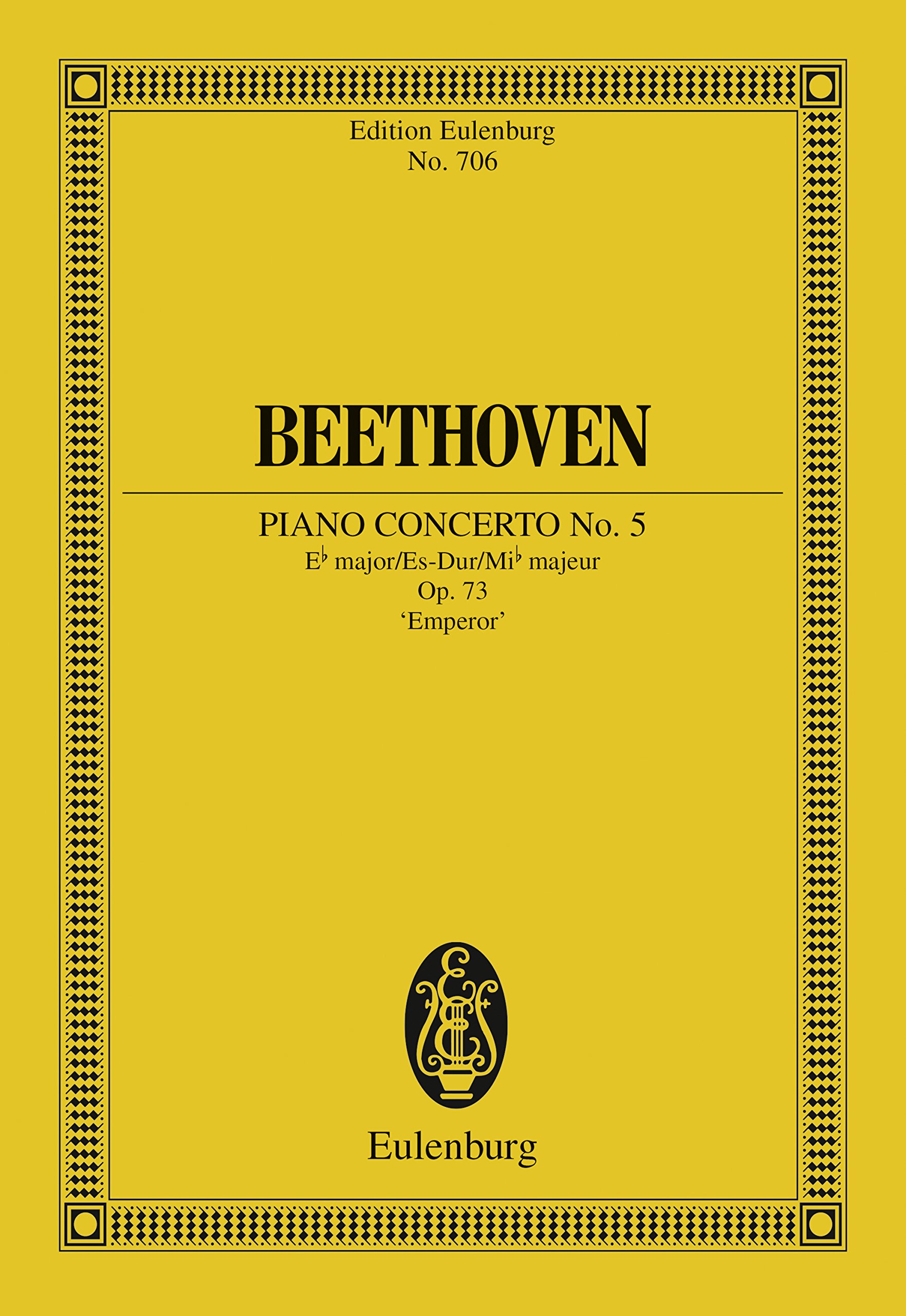 Concerto pour piano n° 5 de Beethoven en mi bémol majeur partition de poche Eulenburg d'étude