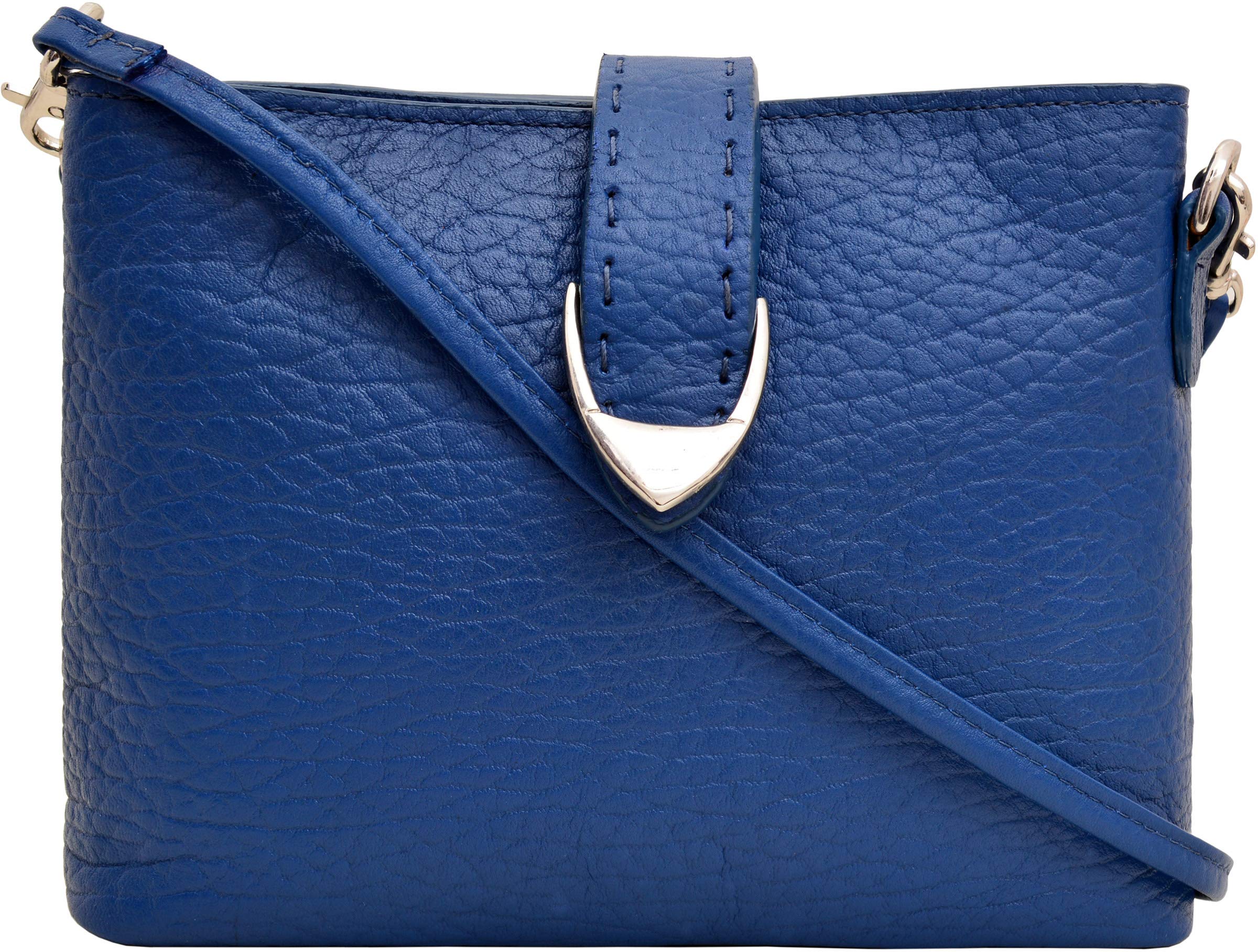 HidesignNorah W1 Leather Shoulder Bag with 2 Zip Main Compartments, blue