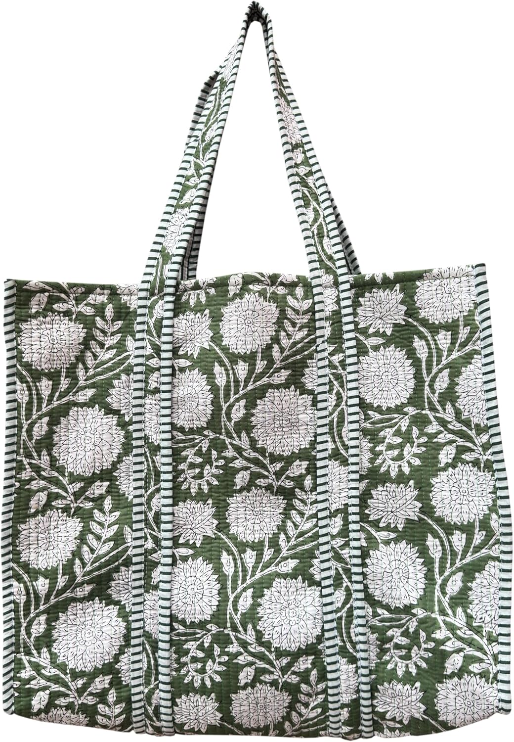 Quilted Cotton Hand printed Reversible Large multicolor cotton Tote Bag,Indian Handmade Block Printed Tote Bag Women Handbag