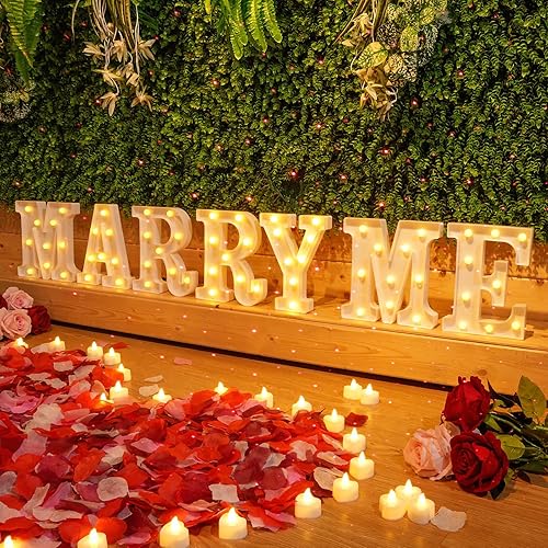 Miniatura 9 de 4080 piezas de letrero de propuesta de decoración de propuesta con 72 velas románticas de corazón, 4000 pétalos de rosa, luz nocturna romántica USB