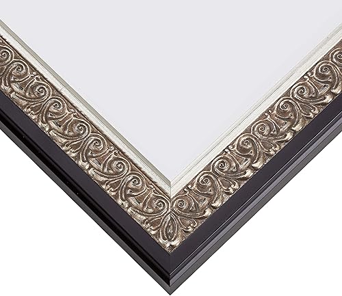 Miniatura 4 de Craig Frames Furio - Marco de fotos de 16 x 20 pulgadas con paspartú para mostrar una foto de 11 x 14 pulgadas, color plateado envejecido y negro