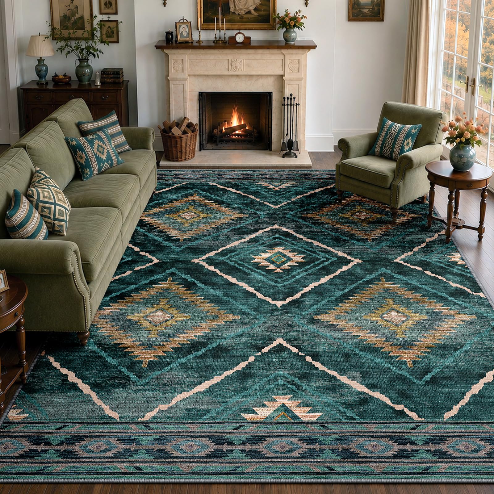Tapis de Salon Lavable et Antidérapant 240x300 Style Marocain