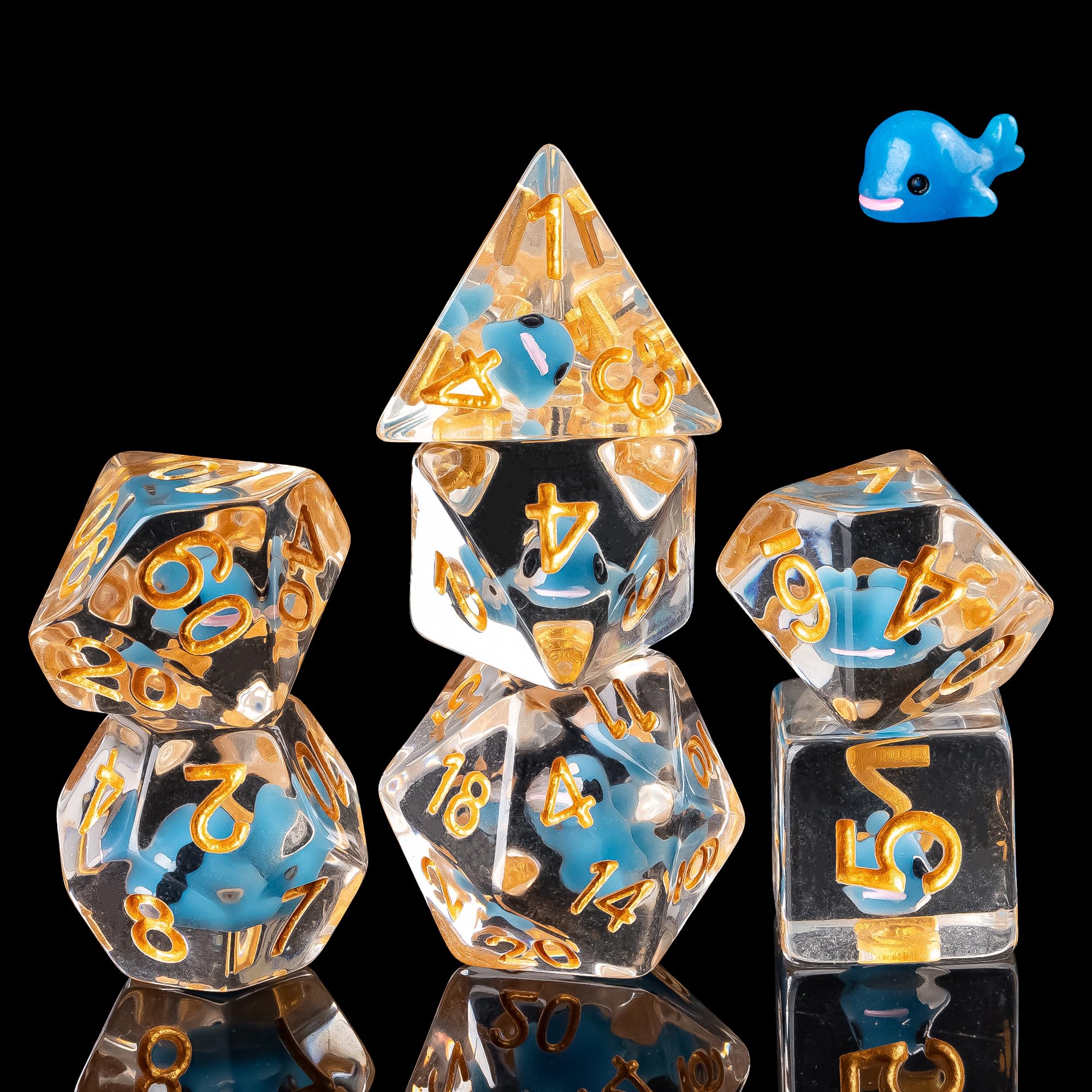Cusdie Juego de dados poliédricos de 7 troqueles, de animales, para juegos de rol, Dragones y mazmorras (D&D), dados MTG Pathfinder (ballena)