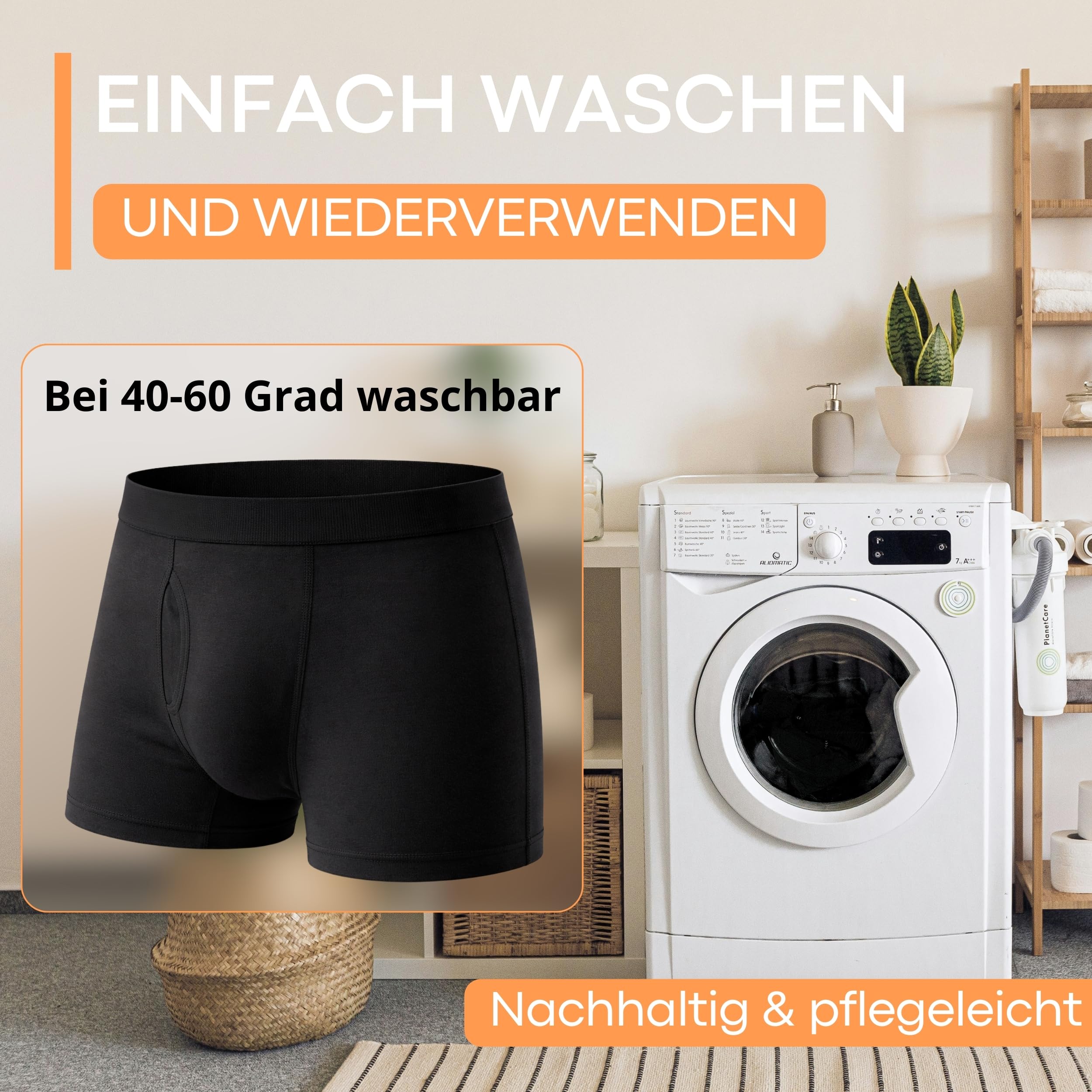 Inkontinenz Pants Männer I waschbare Windeln für Erwachsene I wiederverwendbare Unterhosen aus Baumwolle I Boxershorts Windelhosen Blasenschwäche Einlagen dry wear (L)