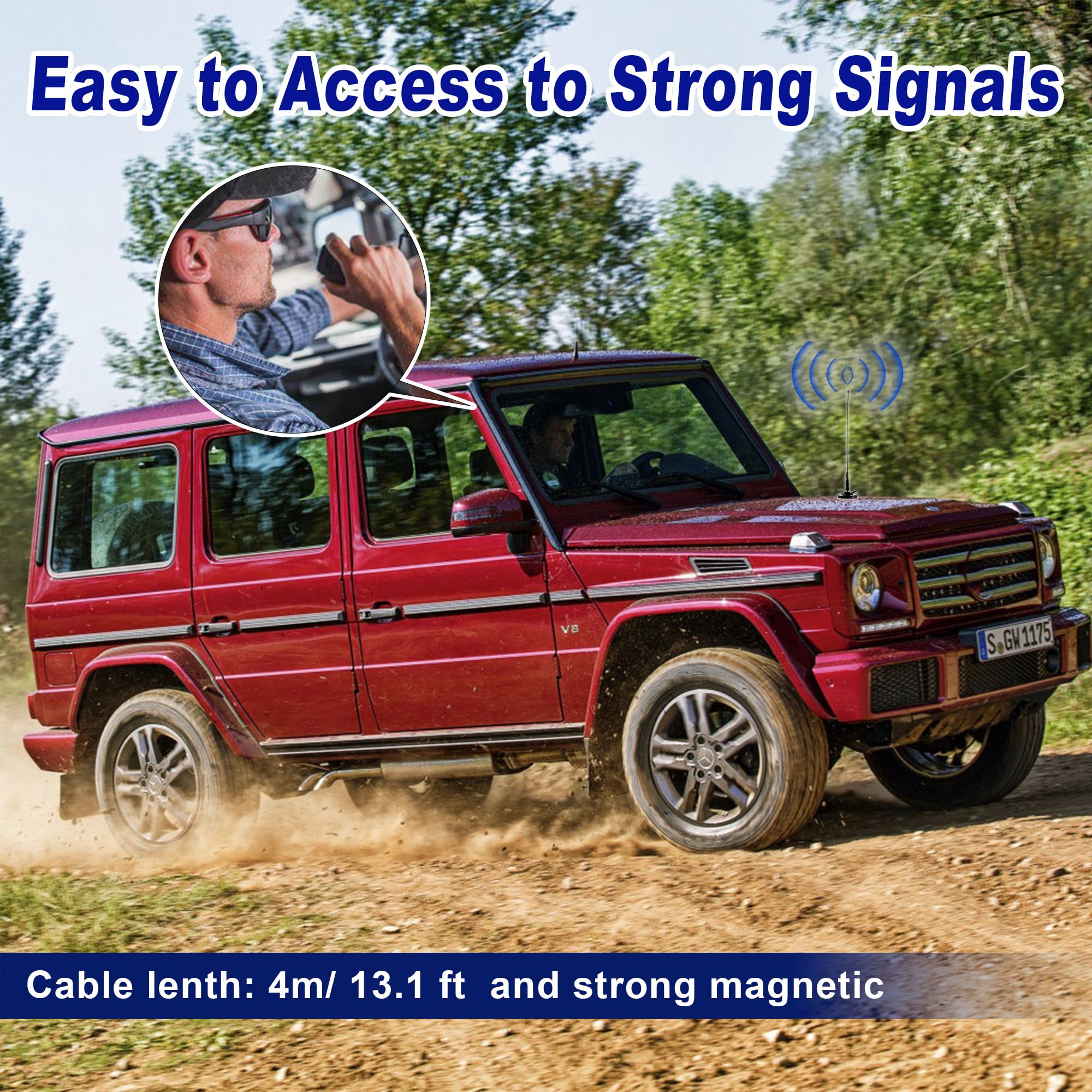 Antenna mobile per auto GMRS, antenna a frusta morbida, UHF VHF 136-174 MHz, 400-470 MHz, 2 metri, 70 cm, antenna con base magnetica per Motorola Kenwood Midland BTECH e BaoFeng Mobile Radio, Eifagur