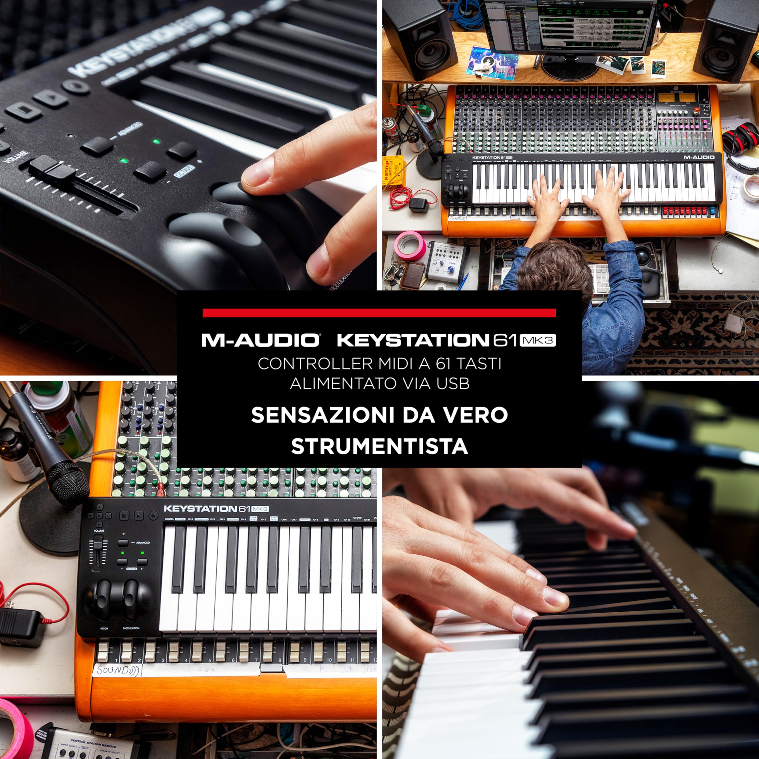 M-AUDIO Keystation 61 MK3 - Tastiera MIDI Controller USB a 61 Tasti, Controlli Assegnabili, Plug-and-Play (Mac/PC) + Pacchetto Software