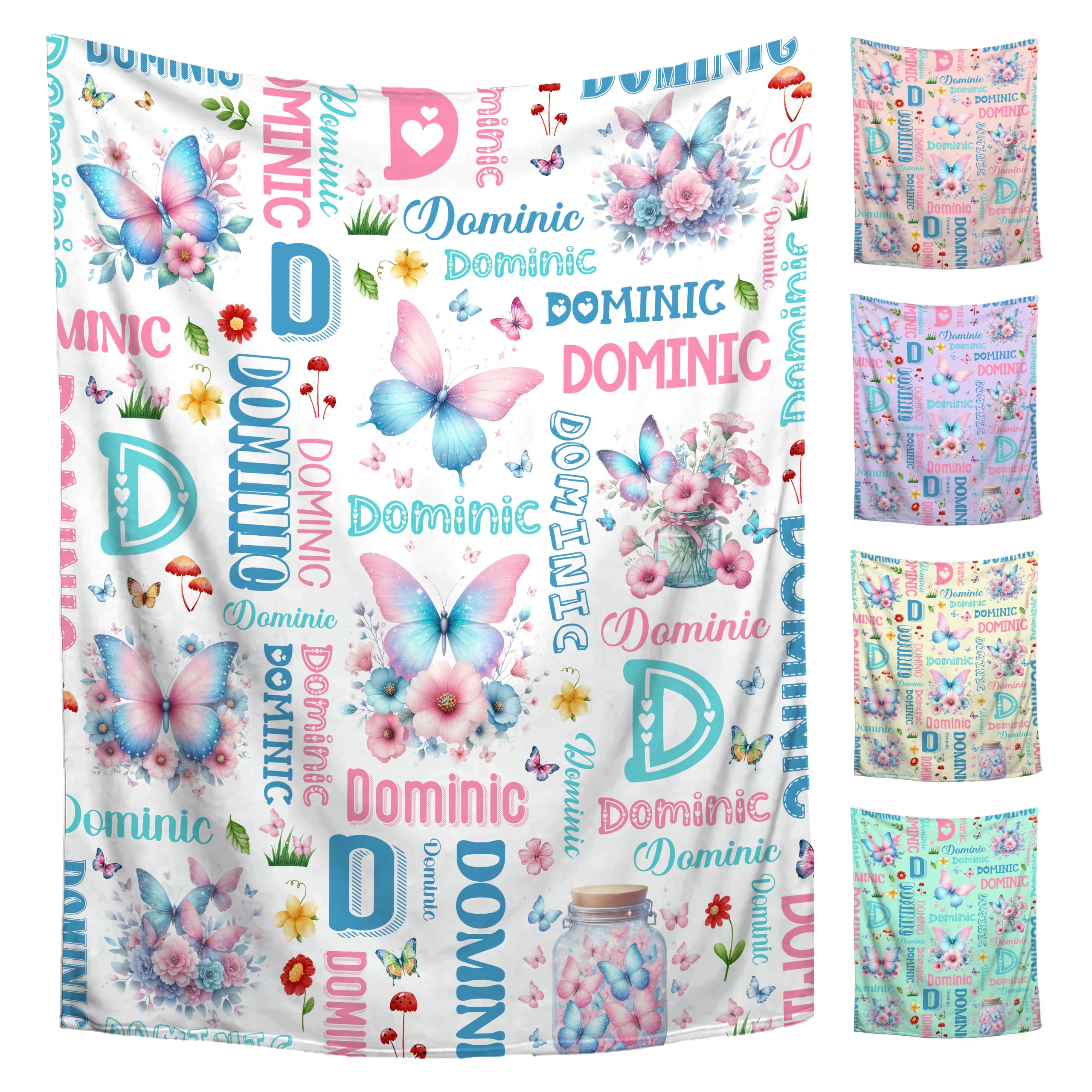 Custom Butterfly Blanket for Boys Girls,Ultra Soft Personalized Gifts Baby Blanket,Customized Throw for Toddlers Newborn Stroller Crib,50"x60"