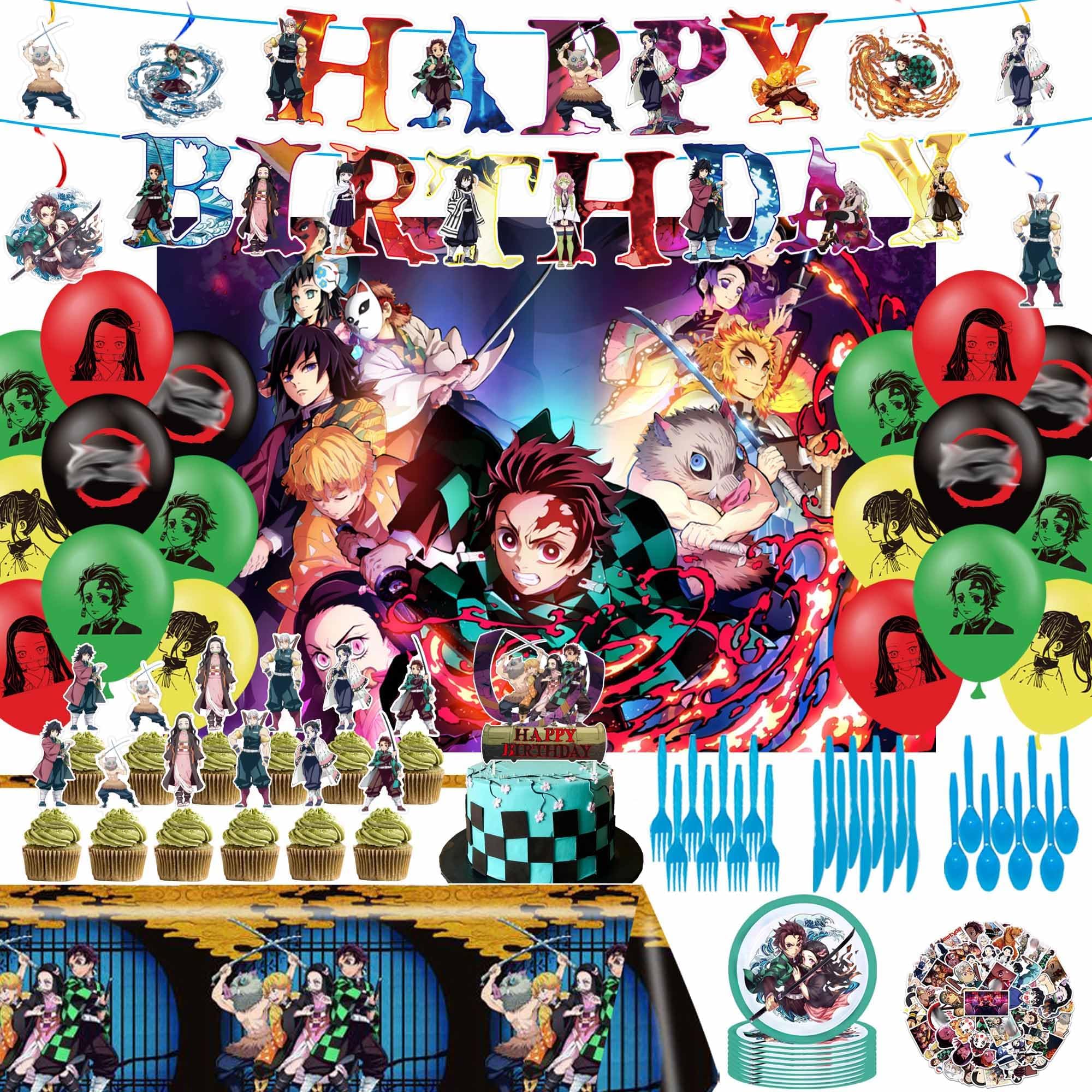 140 PCS Birthday Party Decorations Include Paper Tableware, Tablecloth, Stickers, Happy Birthday Banner, Hanging Swirl, Balloons for Adult Theme Party
