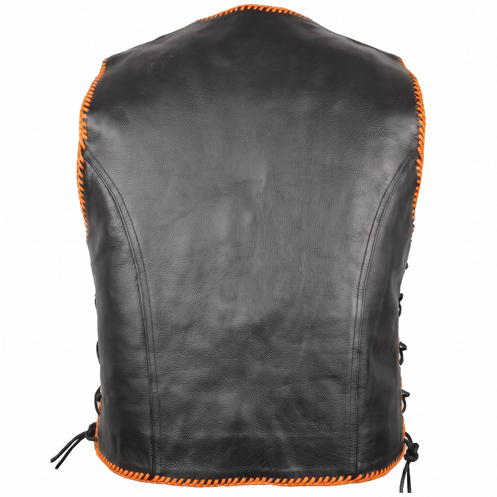 Gilet nero pelle biker con bordo arancione multicolore nero / arancio XXL