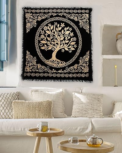 Miniatura 4 de Indian Consigners Tela de altar Celta Árbol de la Vida Tentáculo Triquetra Pagano Franela Brujería Alter Tarot Spread Top Cloth Wiccan Square