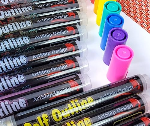 Miniatura 5 de ArtShip Design Paquete combinado de 18 bolígrafos de pintura con brillo metálico dorado y plateado, barriles extra grandes, marcadores permanentes