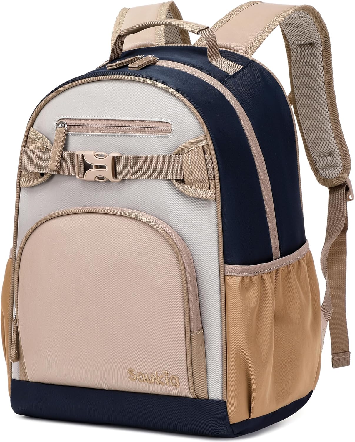 Lightweight Kids Backpack for School Kindergarten Elementary Backpacks for Boys Ages 6-8-10 (Brown Gray)