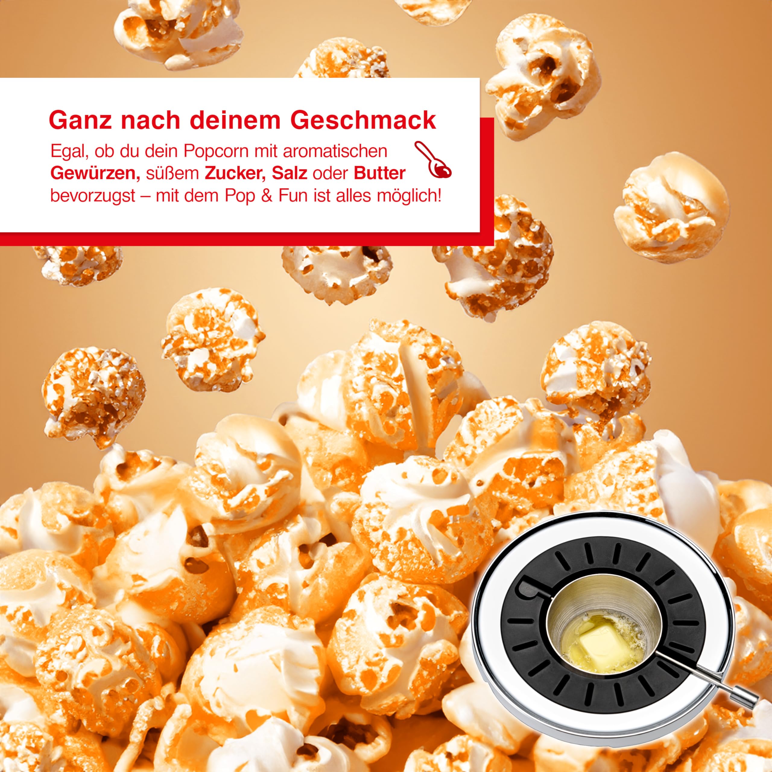 Solis Pop & Fun Popcornmaschine – schnelle & geräuscharme Zubereitung, Edelstahl, 2-in-1 Butterschmelzfunktion, BPA-frei, Anti-Fingerprint – für Popcorn zuhause & Filmabende