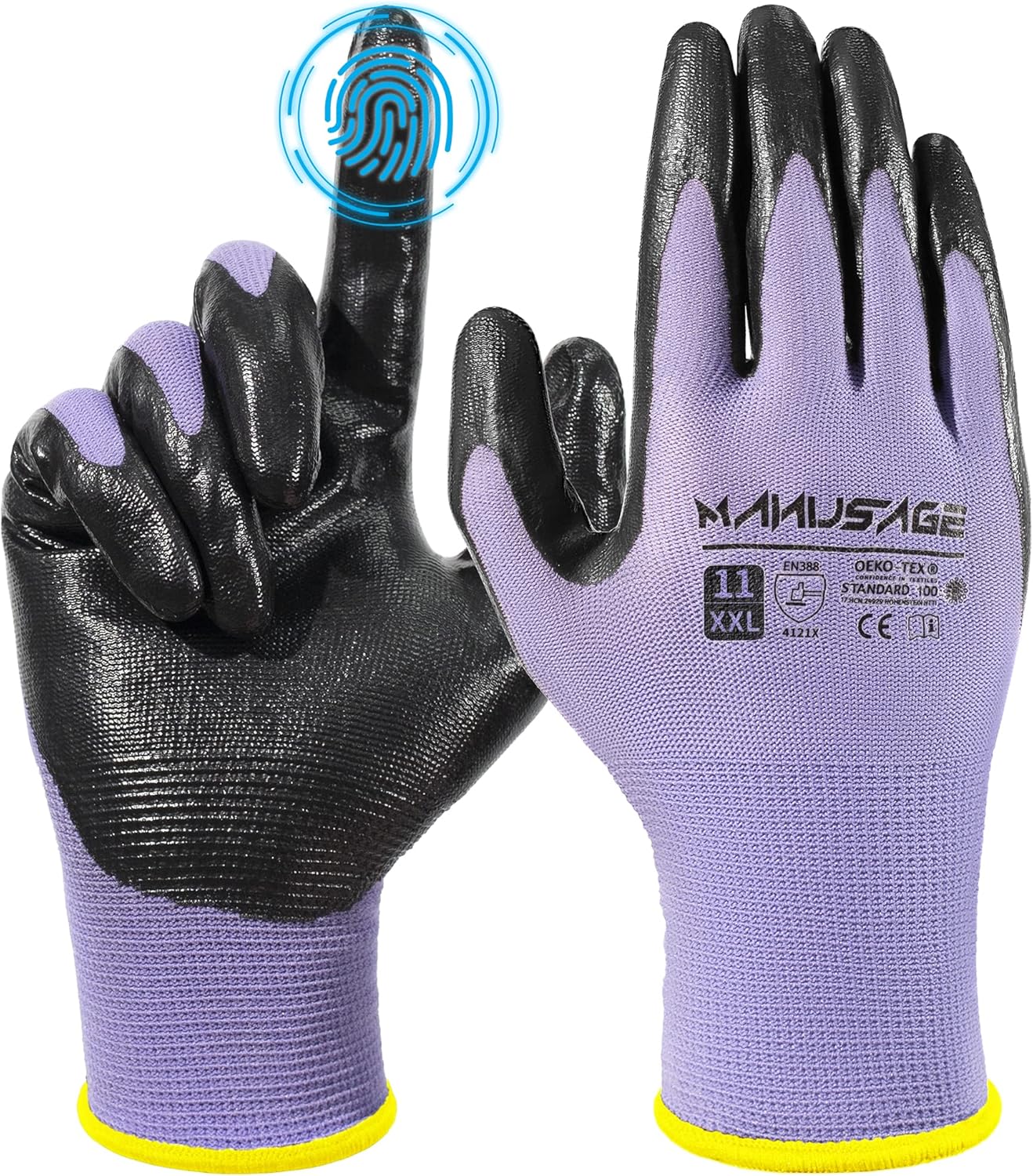 Manusage Safety Work Gloves, Seamless Knit Nylon Gloves, MicroFoam Nitrile Coated