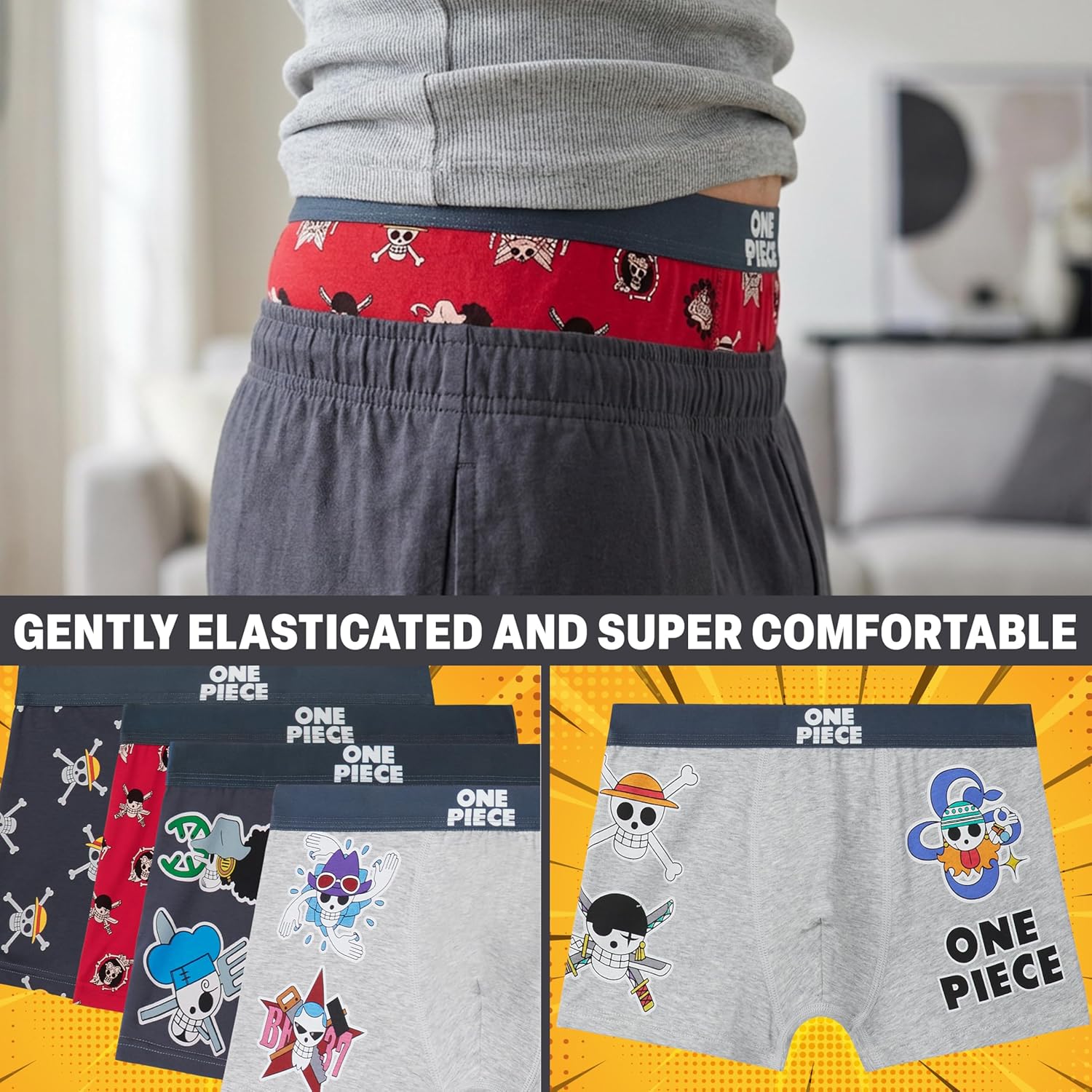 Get Trend One Piece | Naruto | Dragon Ball Super Boys Underwear, 5 Pack Soft Boxer Briefs, Stretchy Anime Boys Boxer Shorts