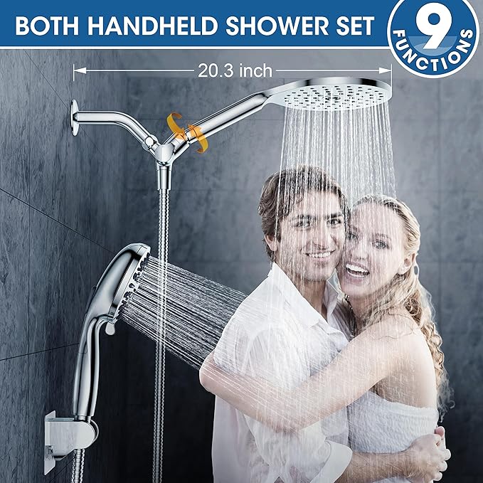 Regadera de Ducha Dual Rotable 7.5" con Manguera miniatura 7