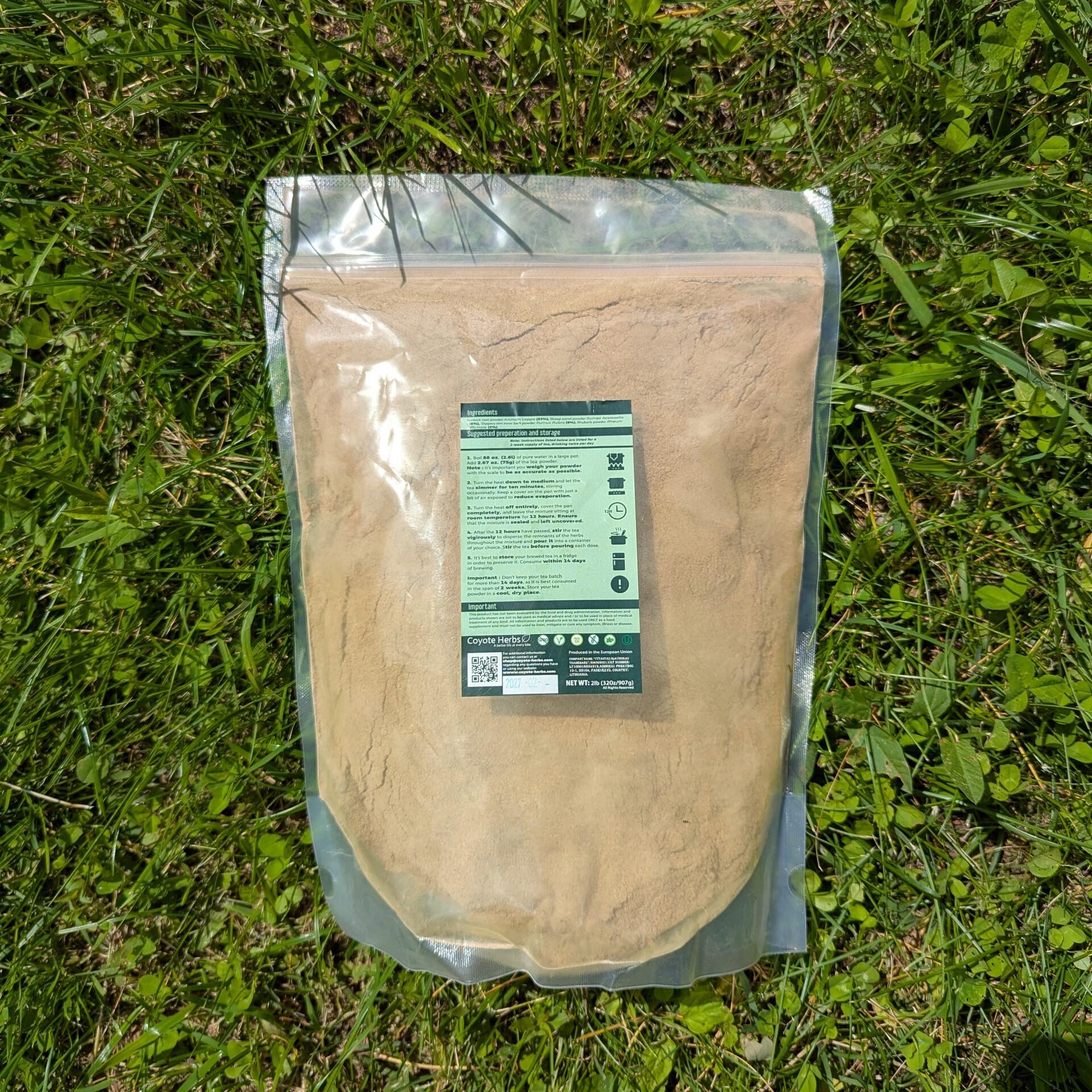 Té de hierbas EESIAC - Mezcla de 4 hierbas - Olmo resbaladizo, acedera de oveja, raíz de bardana y raíz de ruibarbo - 2 lb (907 g) - Mezcla de té artesanal, pura y de hierbas
