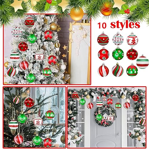 Miniatura 8 de Juego de 30 bolas de Navidad para decoración de árbol de Navidad, 2.4 in, inastillables, adornos para árbol de Navidad, corona de Navidad y
