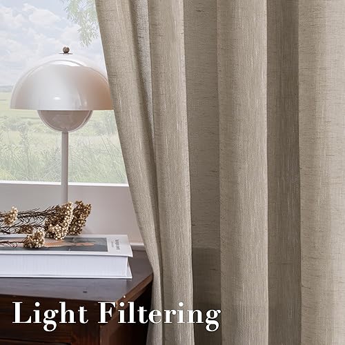Miniatura 5 de H.VERSAILTEX Cortinas de Lino Mezcla de Lino de Linaza Paneles de Cortina para Sala de EstarDormitorio Cortinas Semitransparentes de Privacidad de